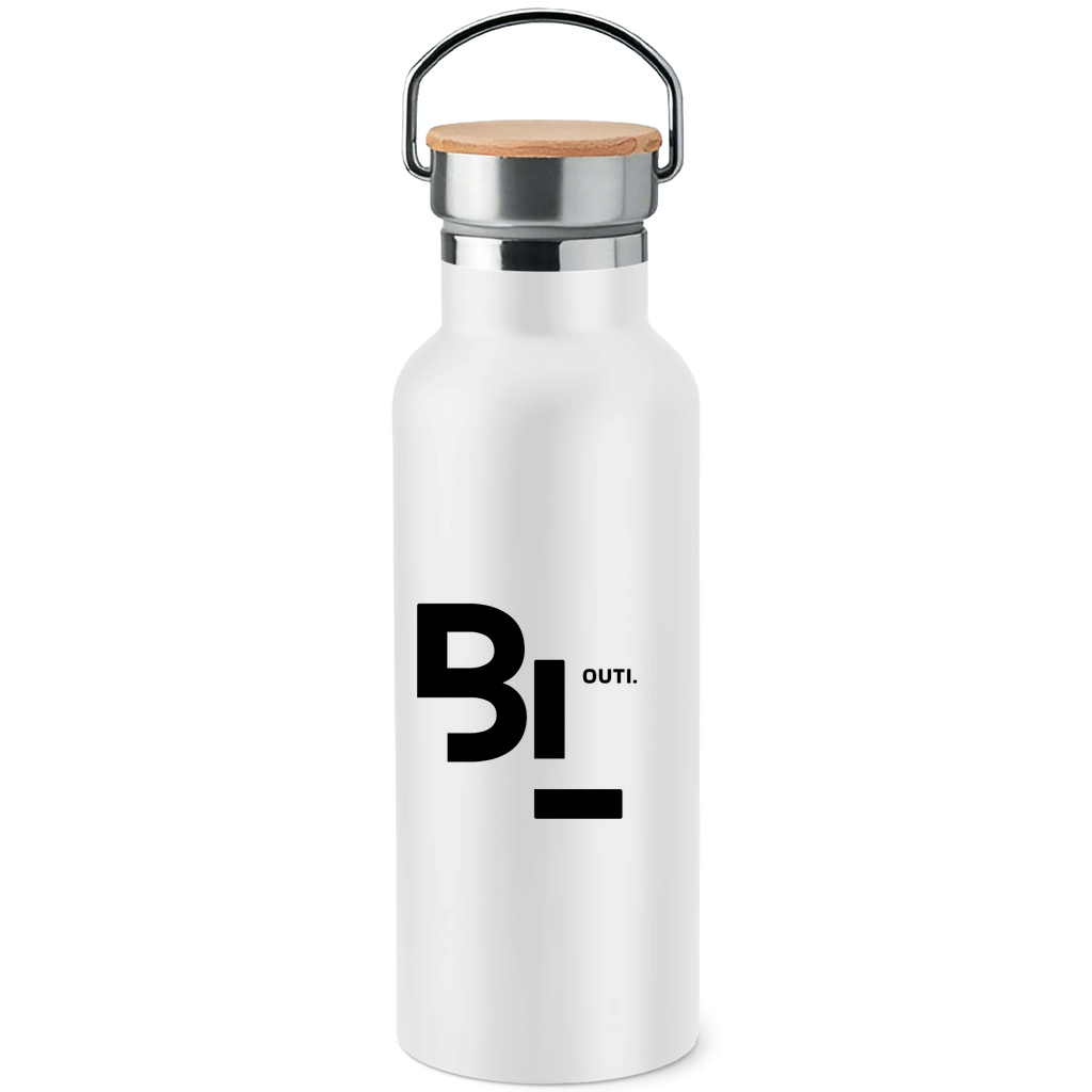 Edelstahl-Trinkflasche mit Bambusdeckel