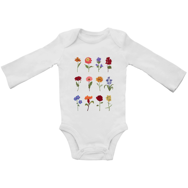 Baby Organic Bodysuit Long Sleeve Flower