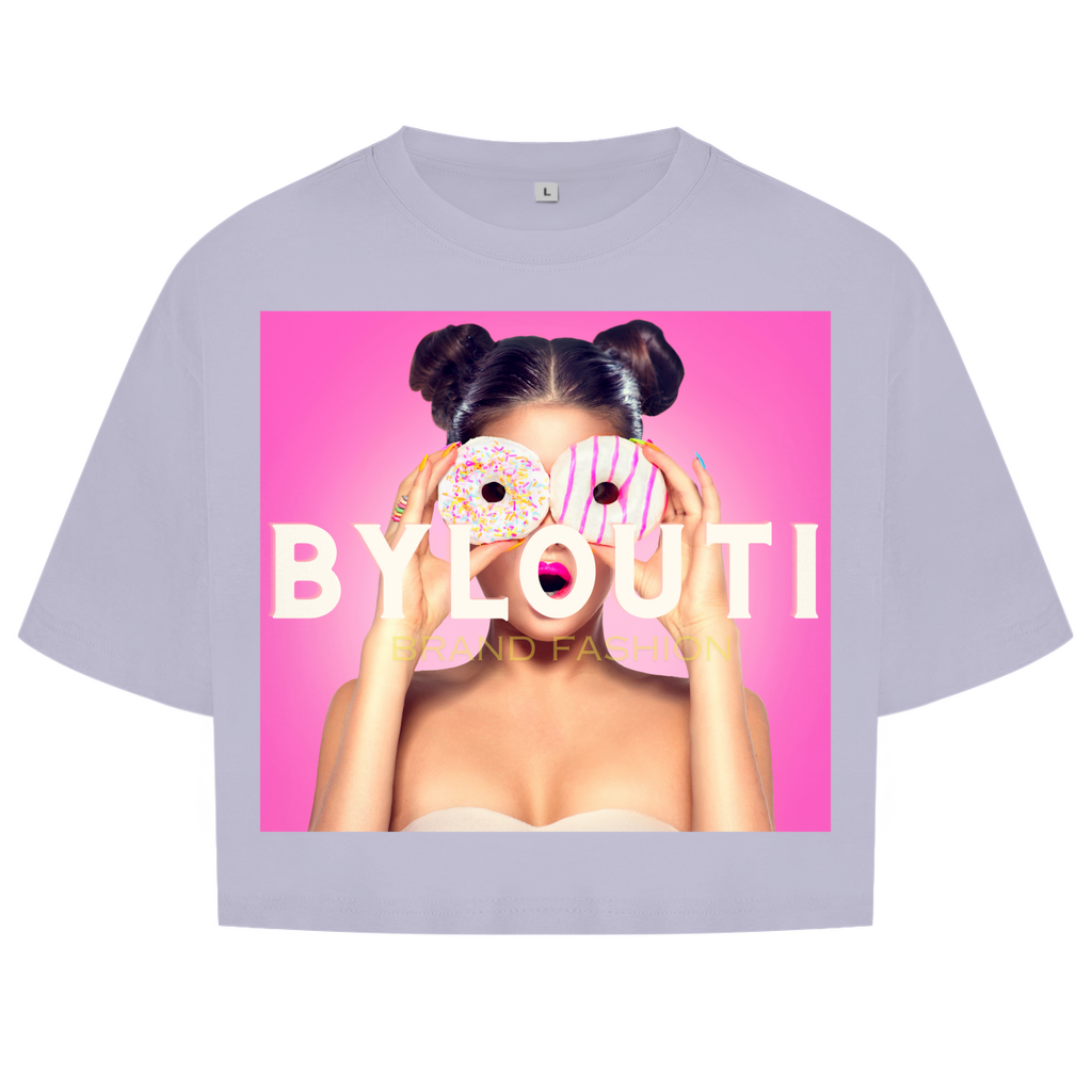 Women's Oversize Crop Top Donut Girl