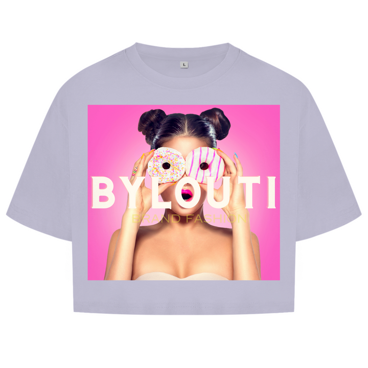 Women's Oversize Crop Top Donut Girl