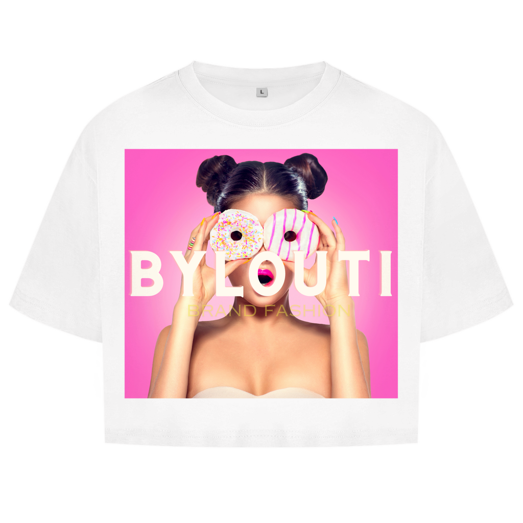 Women's Oversize Crop Top Donut Girl
