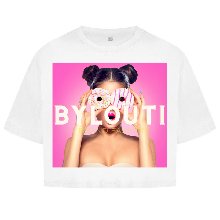 Women's Oversize Crop Top Donut Girl