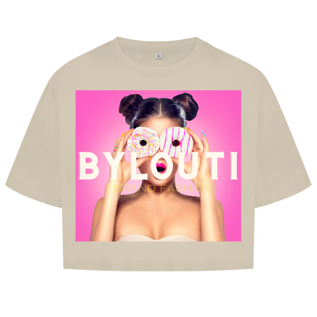 Women's Oversize Crop Top Donut Girl