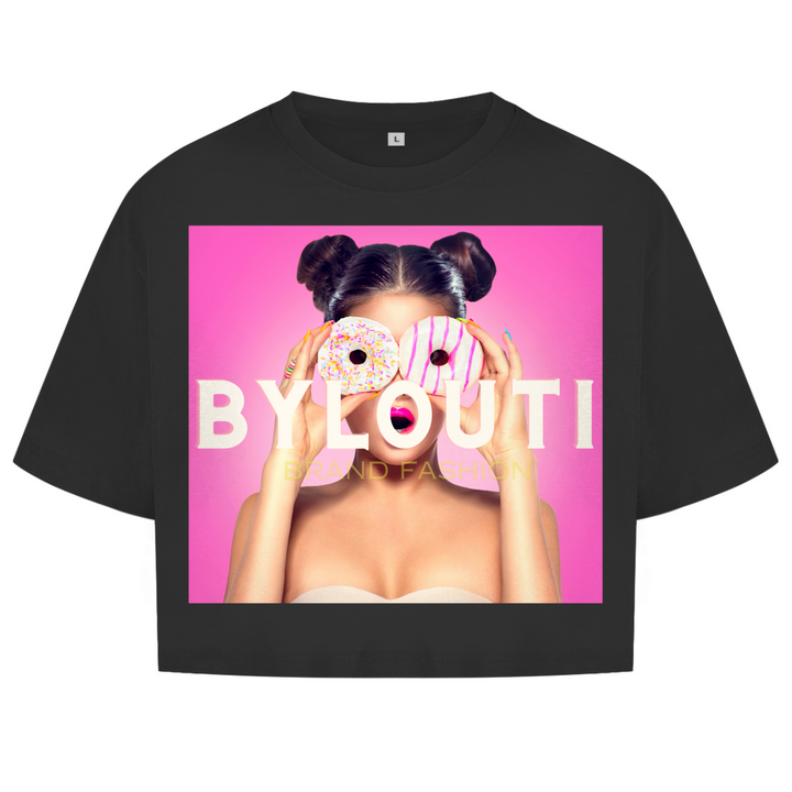 Women's Oversize Crop Top Donut Girl