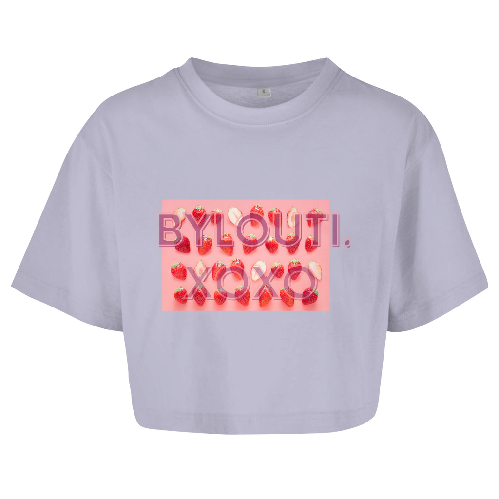 Damen Oversize Crop Girls Strawberry