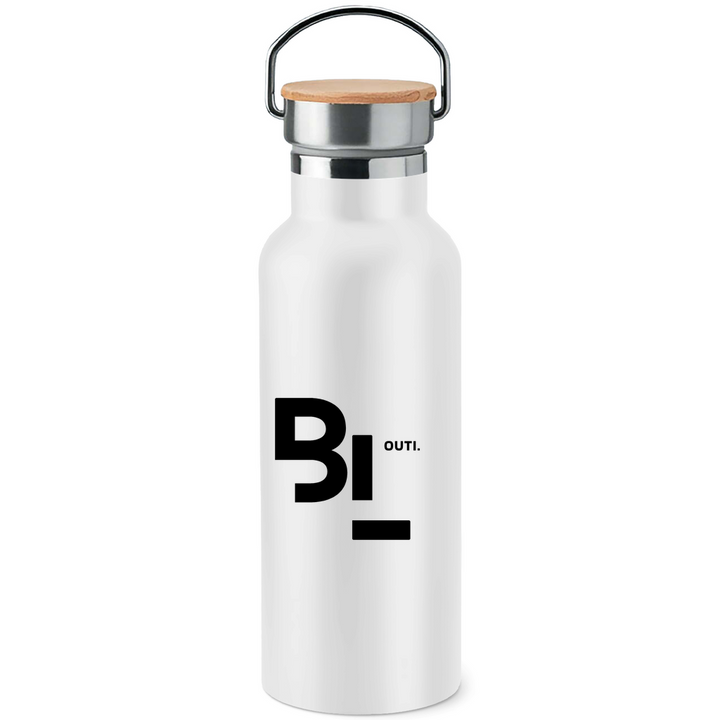 Edelstahl-Trinkflasche mit Bambusdeckel