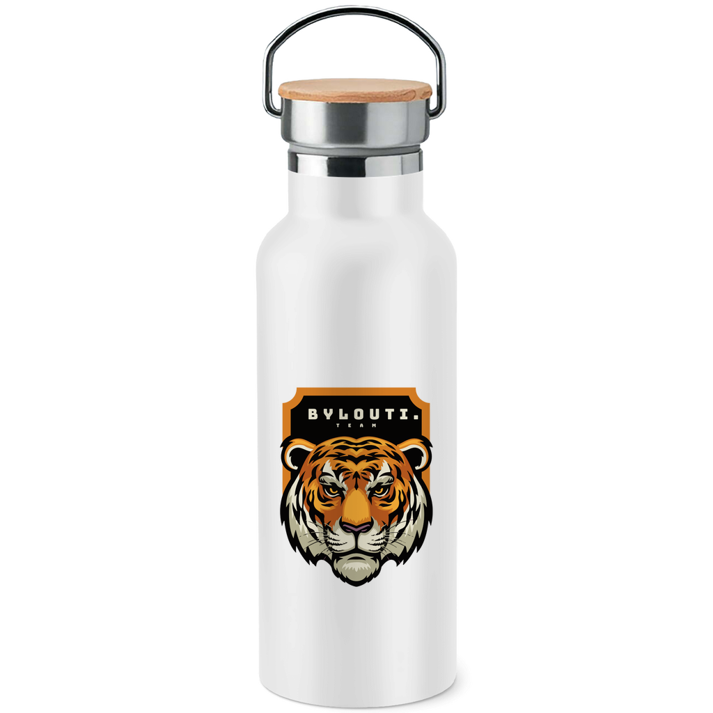 Edelstahl-Trinkflasche mit Bambusdeckel