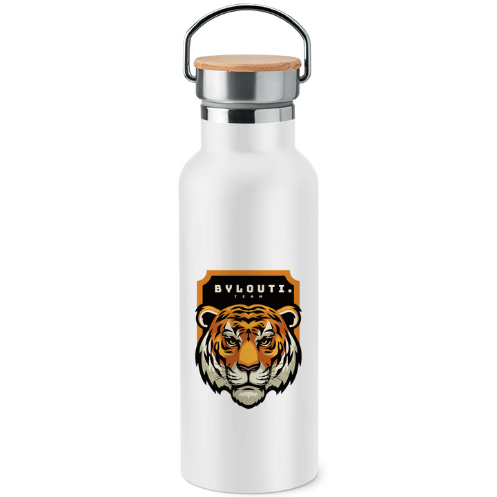 Edelstahl-Trinkflasche mit Bambusdeckel