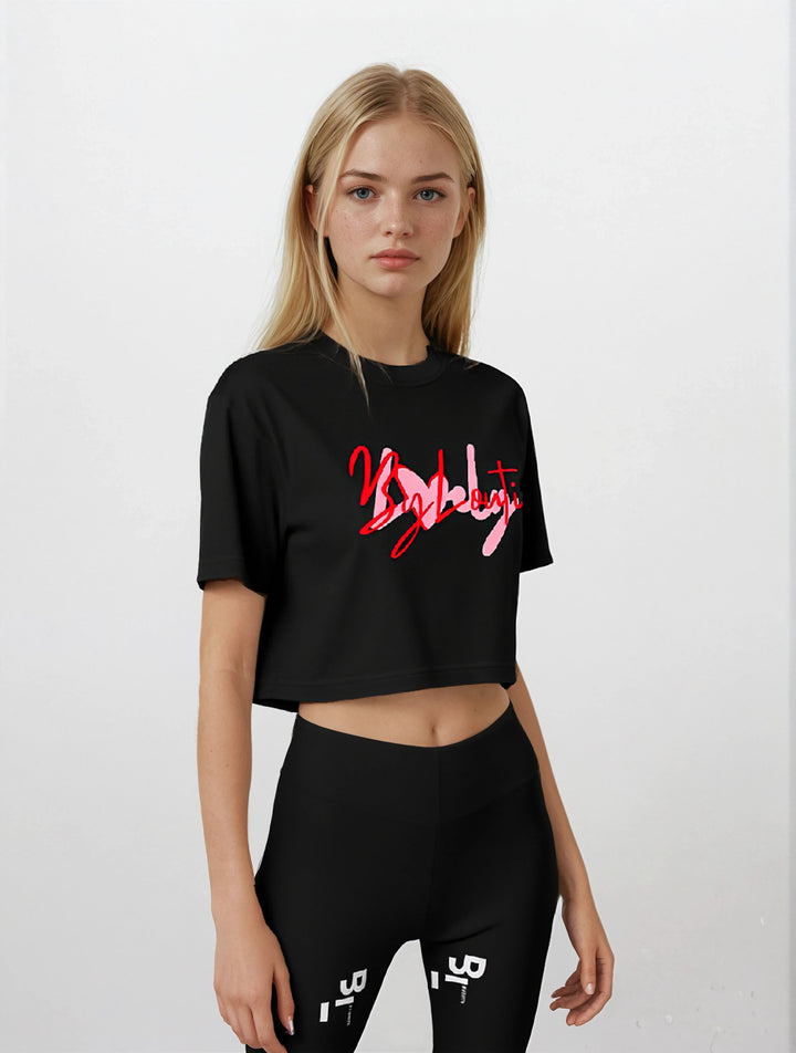Damen Oversize Crop Girls Sweet Fashion